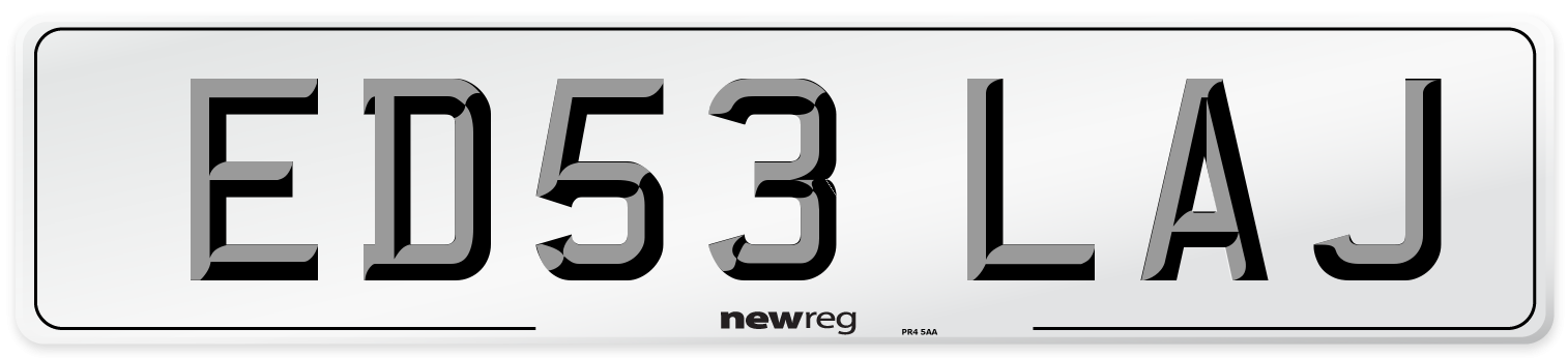 ED53 LAJ Number Plate from New Reg